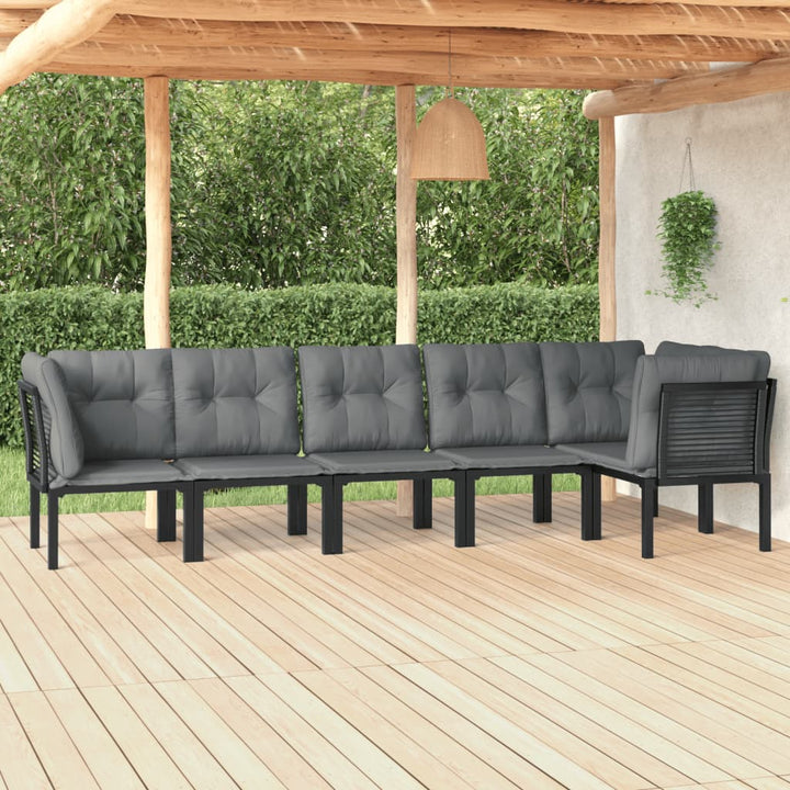 Loungegrupp 4 Delar Svart Och Grå Konstrotting