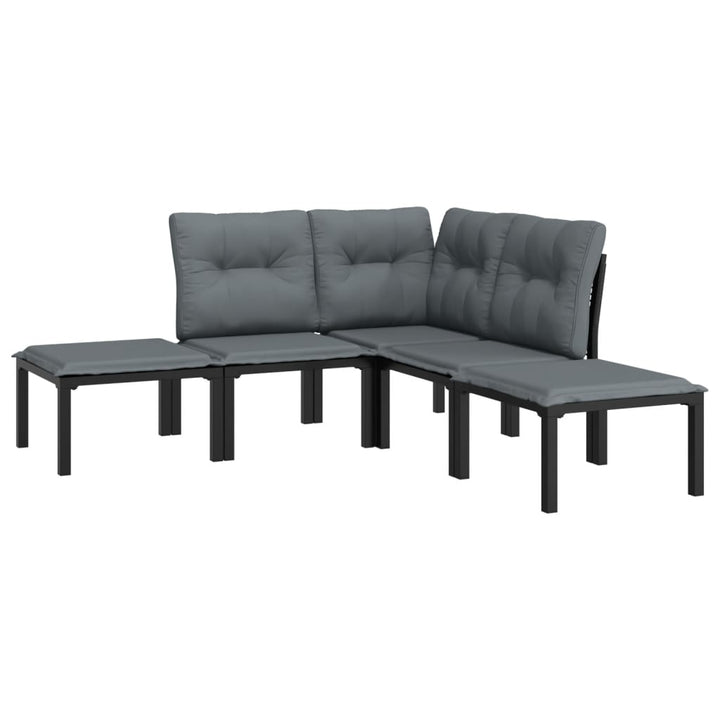 Loungegrupp 5 Delar Konstrotting Svart Och Grå