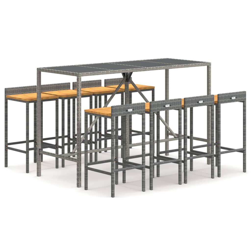 Bargrupp För Trädgård 9 Delar Konstrotting & Akacia