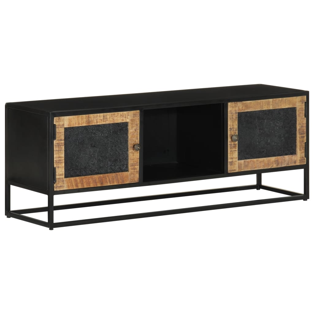 Tv-Bänk 110X30X40 Cm Massivt Mangoträ Och Järn
