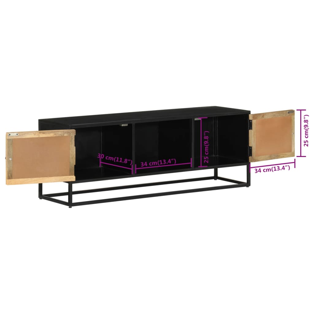Tv-Bänk 110X30X40 Cm Massivt Mangoträ Och Järn