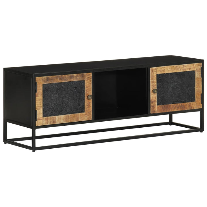 Tv-Bänk 110X30X40 Cm Massivt Mangoträ Och Järn