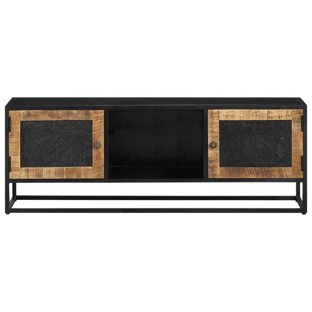 Tv-Bänk 110X30X40 Cm Massivt Mangoträ Och Järn