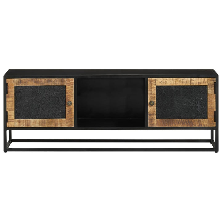 Tv-Bänk 110X30X40 Cm Massivt Mangoträ Och Järn