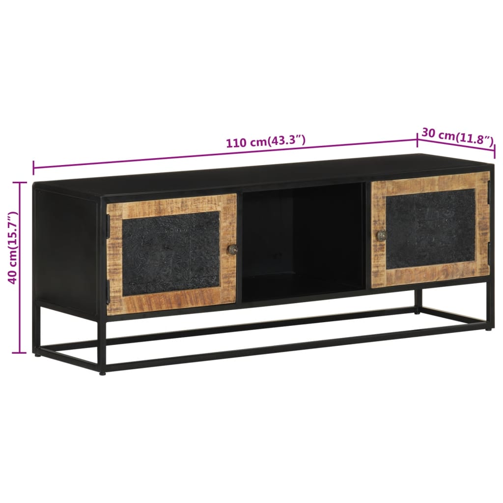 Tv-Bänk 110X30X40 Cm Massivt Mangoträ Och Järn