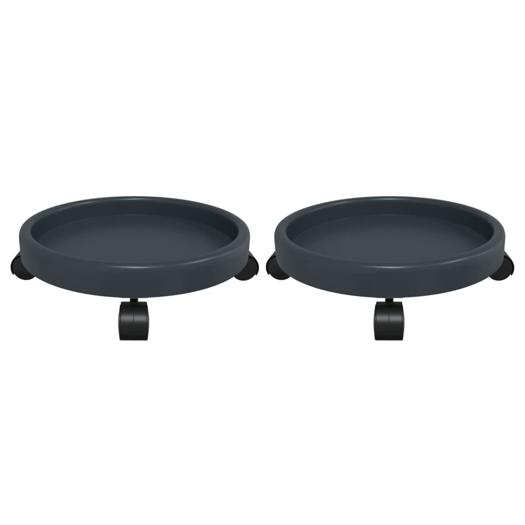 Blomvagnar Med Hjul 2 St Grå Diameter 34 Cm 35 Kg