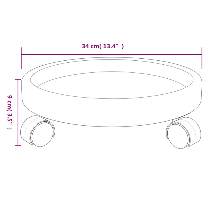 Blomvagnar Med Hjul 2 St Grå Diameter 34 Cm 35 Kg
