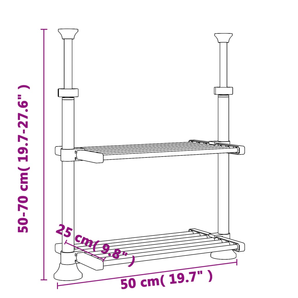 Kökshylla 50X25X(50-70) Cm Aluminium