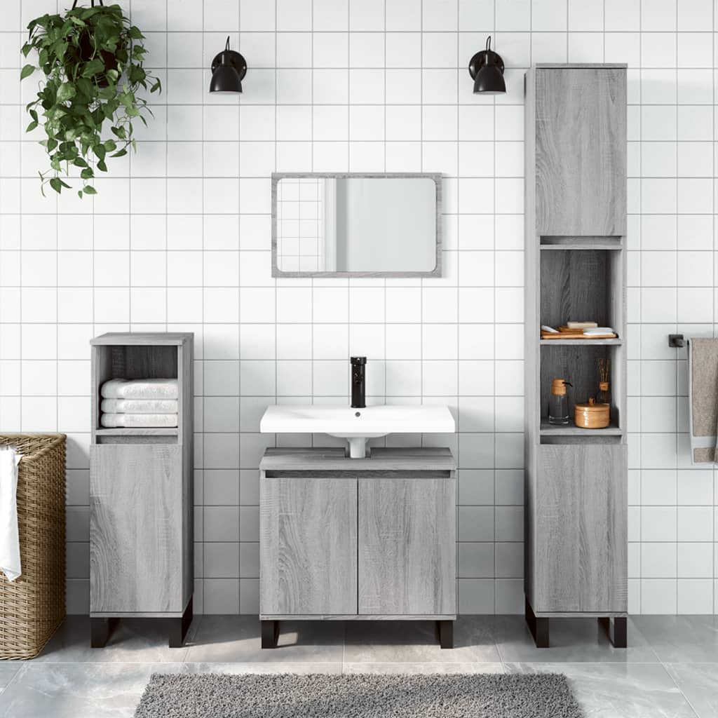 Badrumsmöbler Set 3 Delar Sonoma-Ek Konstruerat Trä