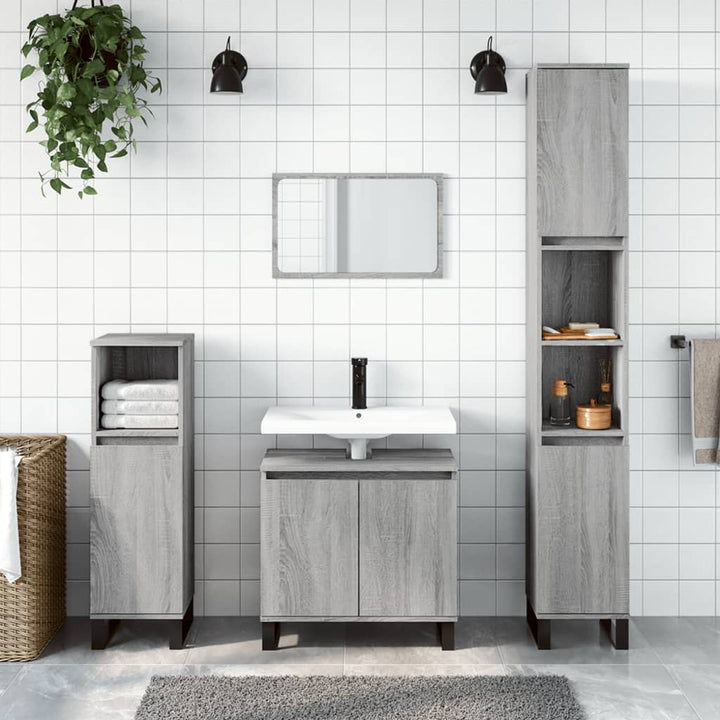 Badrumsmöbler Set 3 Delar Sonoma-Ek Konstruerat Trä