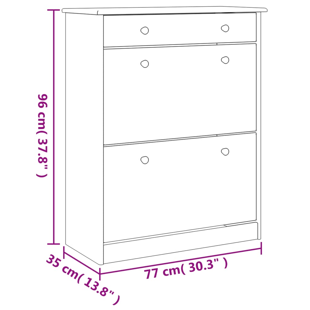 Skoskåp Alta 77X35X96 Cm Massiv Furu