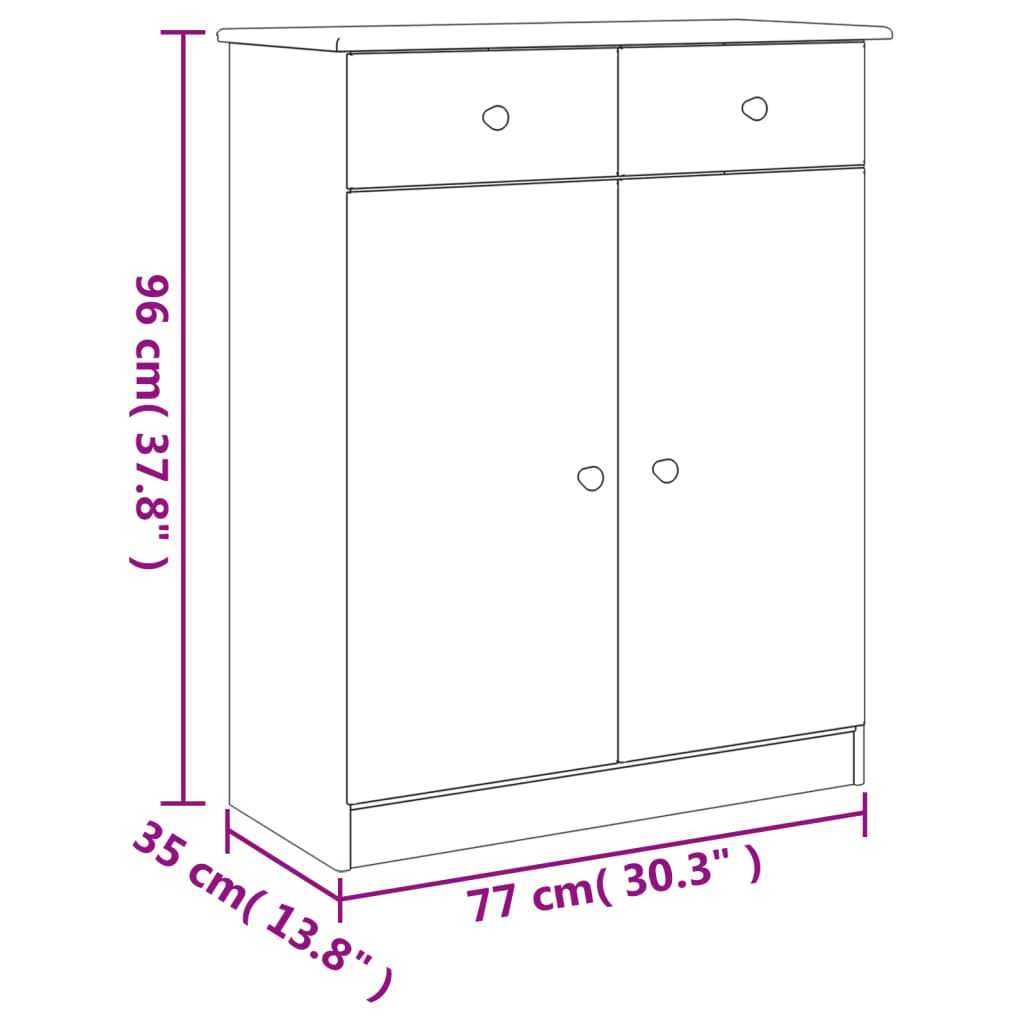 Skoskåp Alta 77X35X96 Cm Massiv Furu
