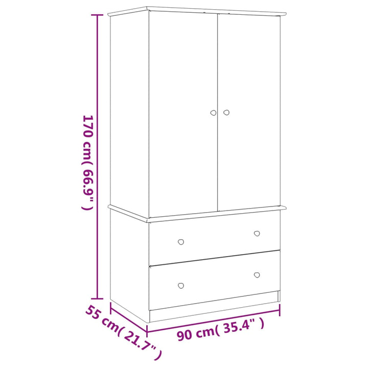 Klädskåp Alta 90X55X170 Cm Massiv Furu