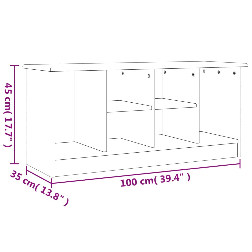 Skobänk Alta 100X35X45 Cm Massiv Furu