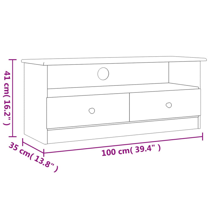 Tv-Bänk Med Lådor Alta 100X35X41 Cm Massiv Furu
