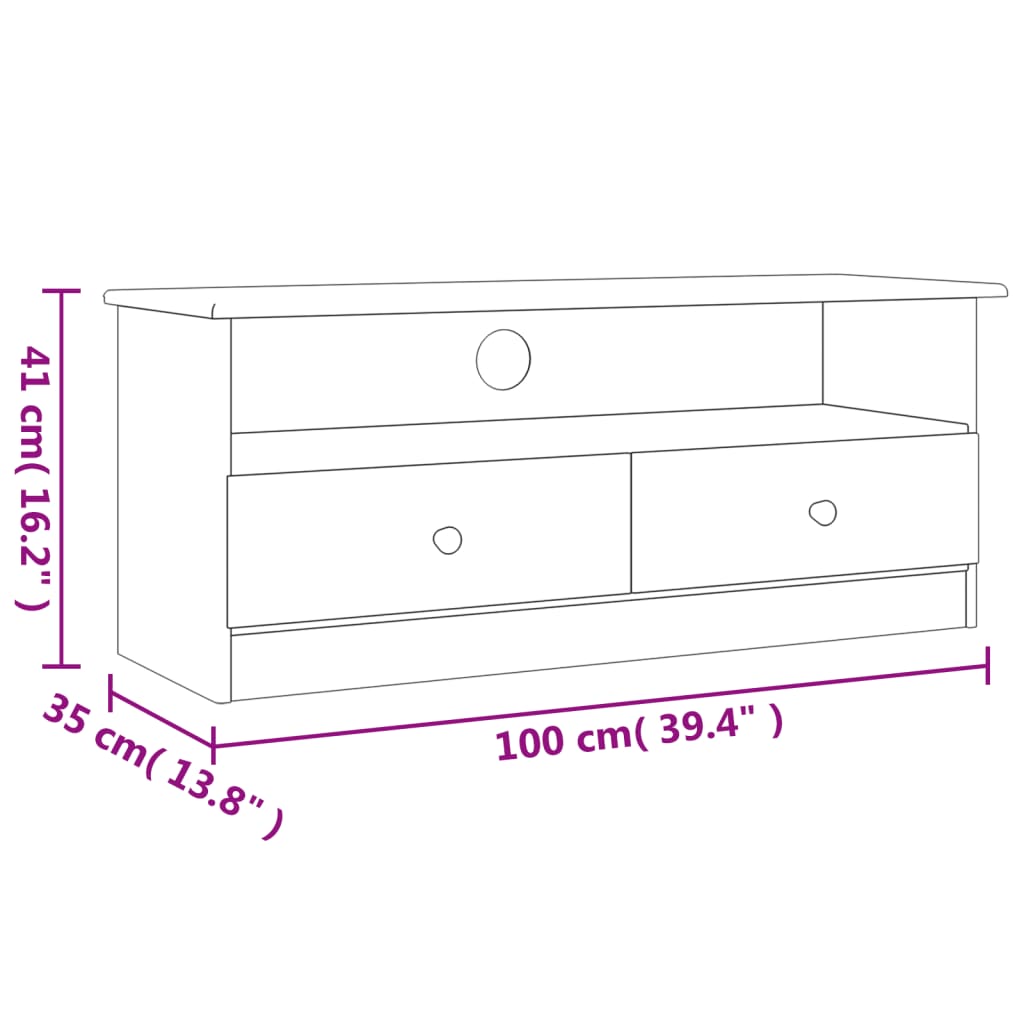 Tv-Bänk Med Lådor Alta 100X35X41 Cm Massiv Furu