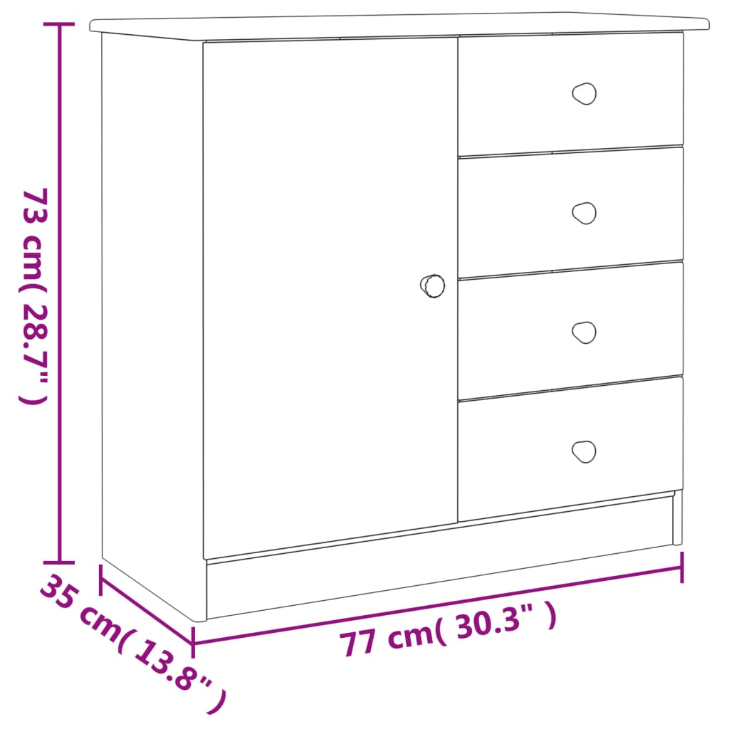 Skänk Alta 77X35X73 Cm Massiv Furu