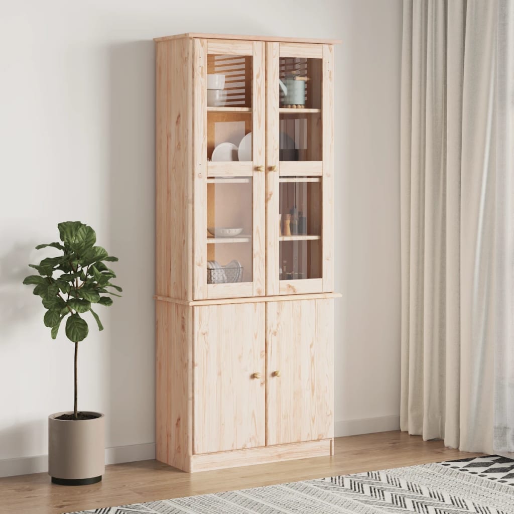 Vitrinskåp Alta 77X35X186,5 Cm Massiv Furu