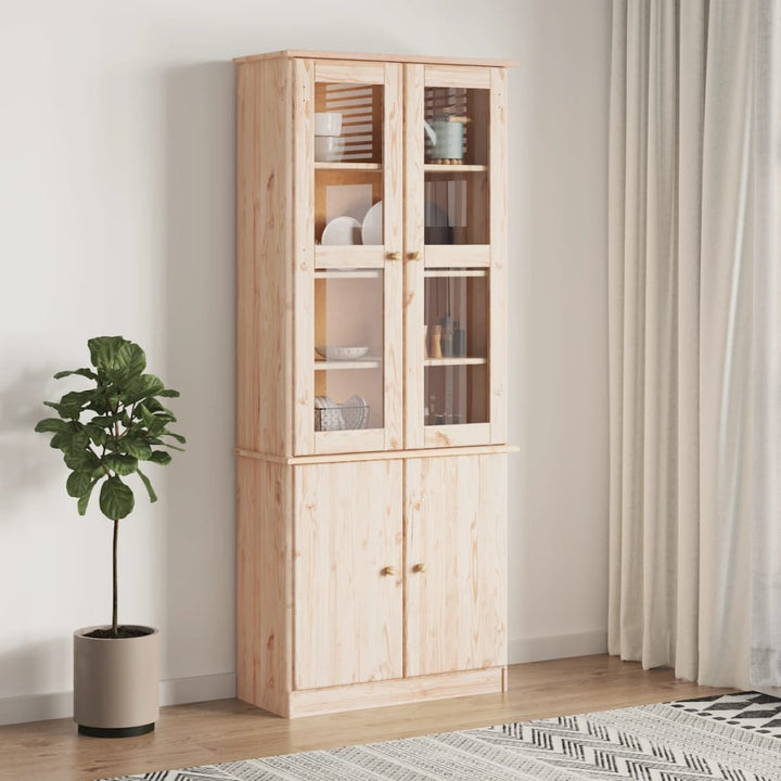 Vitrinskåp Alta 77X35X186,5 Cm Massiv Furu