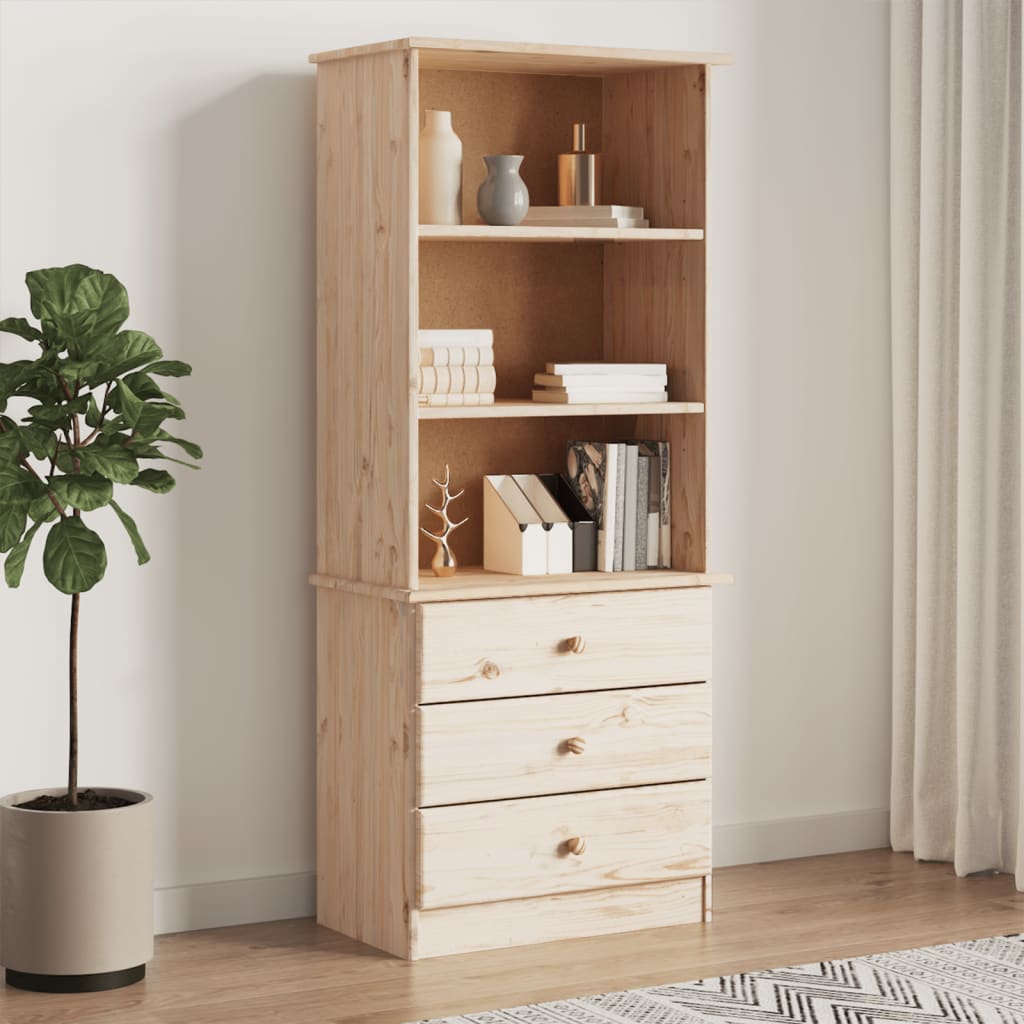 Tv-Bänk Med Lådor Alta 60X35X142 Cm Massiv Furu