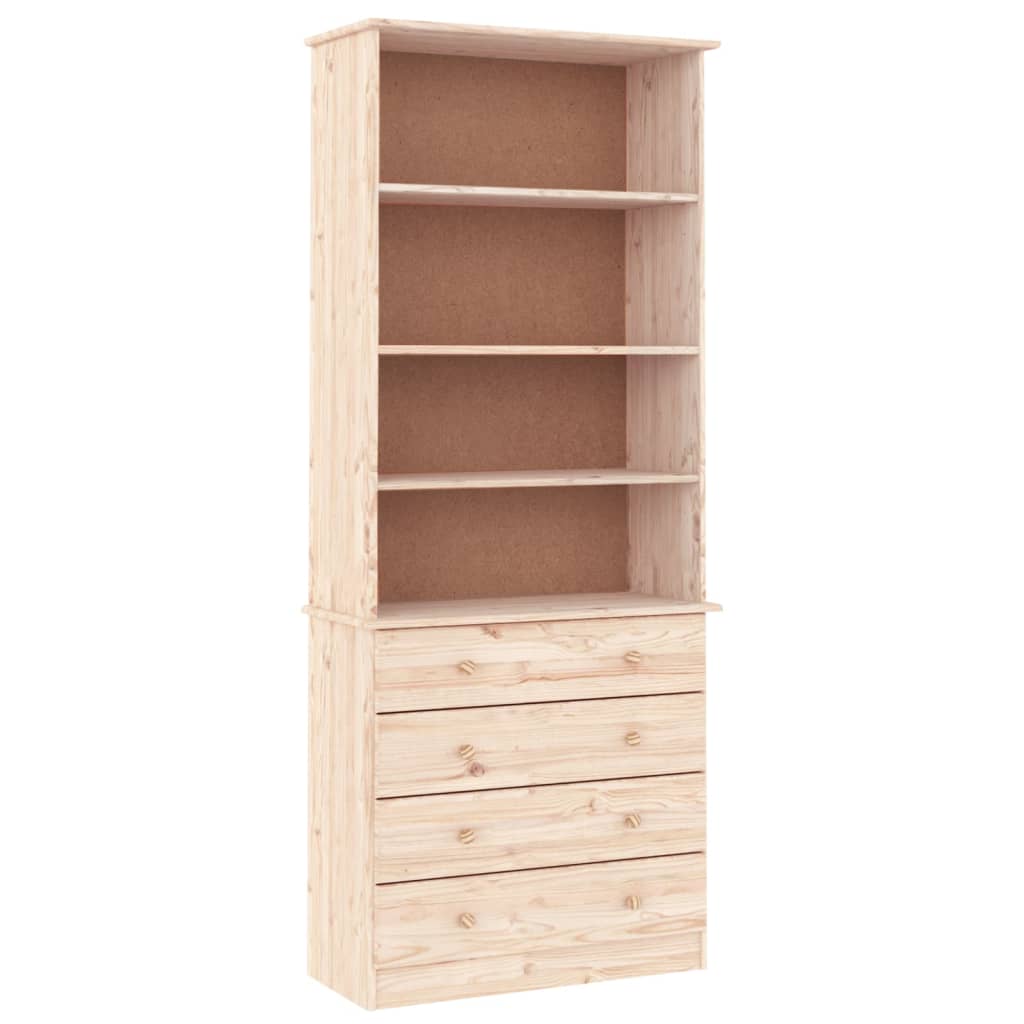 Bokhylla Med Lådor Alta 77X35X186,5 Cm Massiv Furu