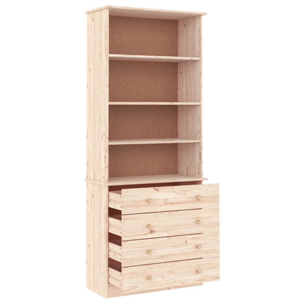 Bokhylla Med Lådor Alta 77X35X186,5 Cm Massiv Furu