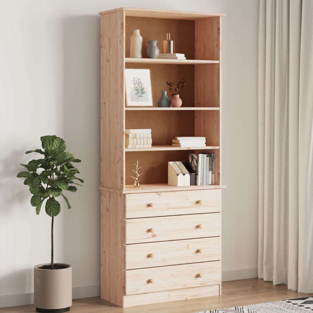 Bokhylla Med Lådor Alta 77X35X186,5 Cm Massiv Furu