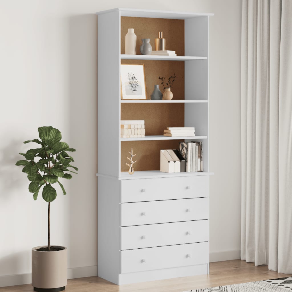 Bokhylla Med Lådor Alta 77X35X186,5 Cm Massiv Furu