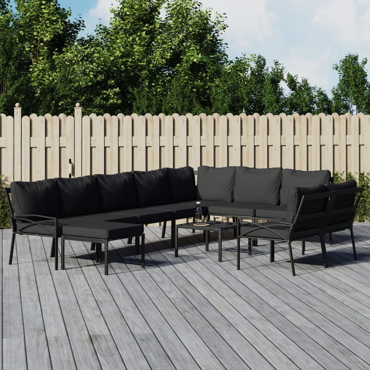 Loungegrupp För Trädgården Med Färgade Dynor 7 Delar Stål