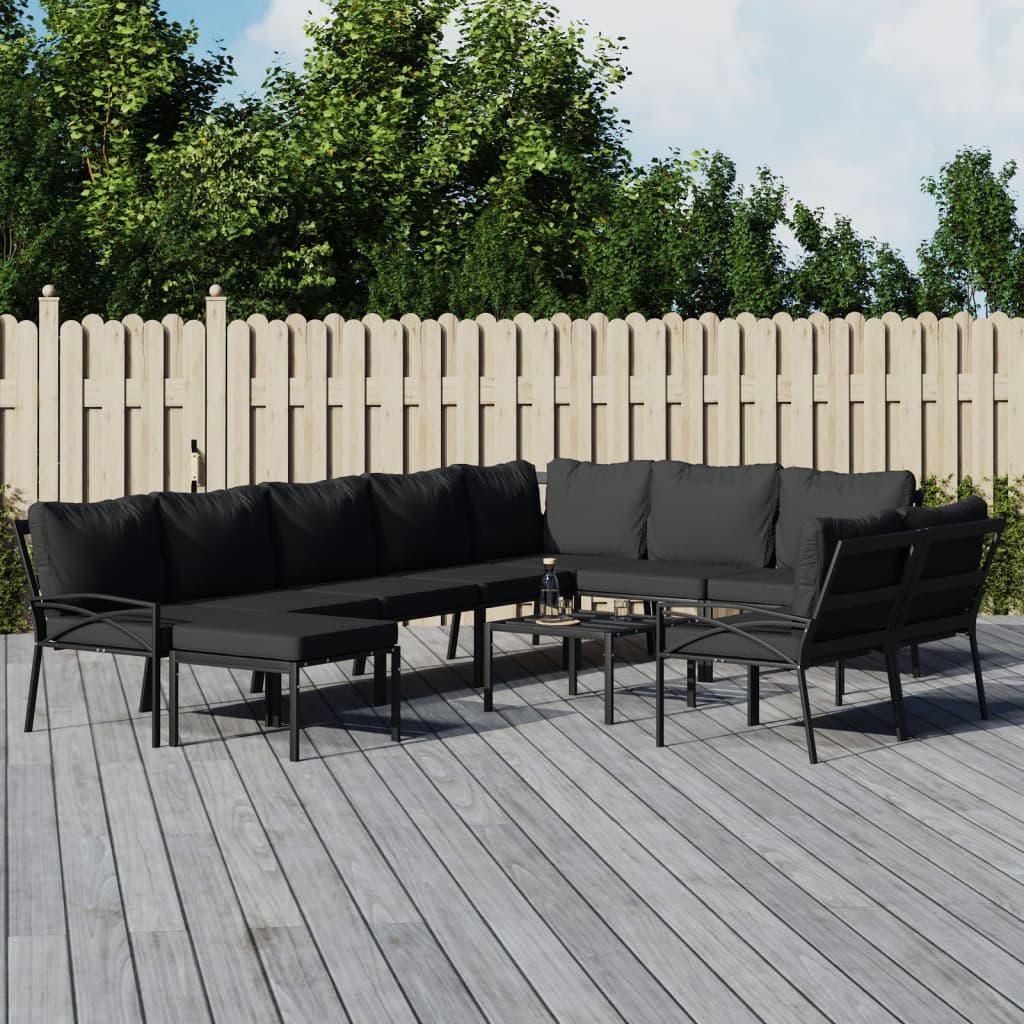 Loungegrupp För Trädgården Med Färgade Dynor 7 Delar Stål