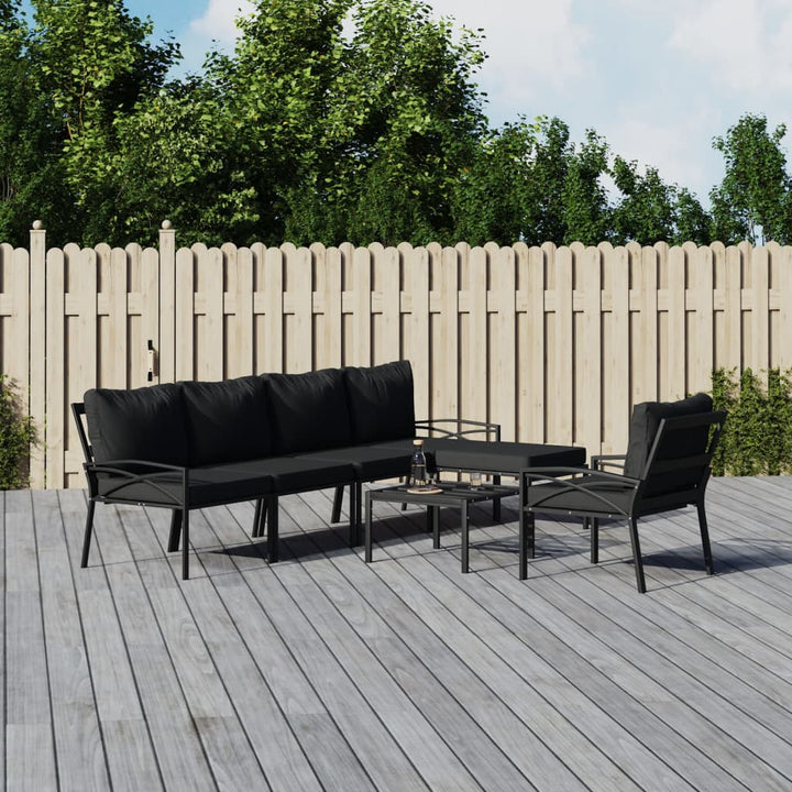 Loungegrupp För Trädgården Med Färgade Dynor 7 Delar Stål