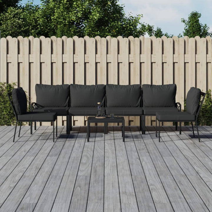 Loungegrupp För Trädgården Med Färgade Dynor 7 Delar Stål