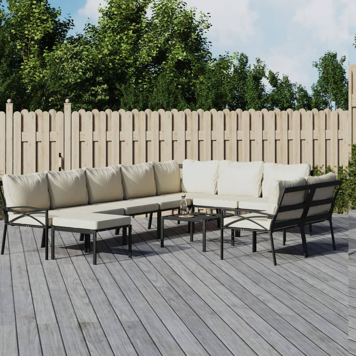 Loungegrupp För Trädgården Med Färgade Dynor 7 Delar Stål