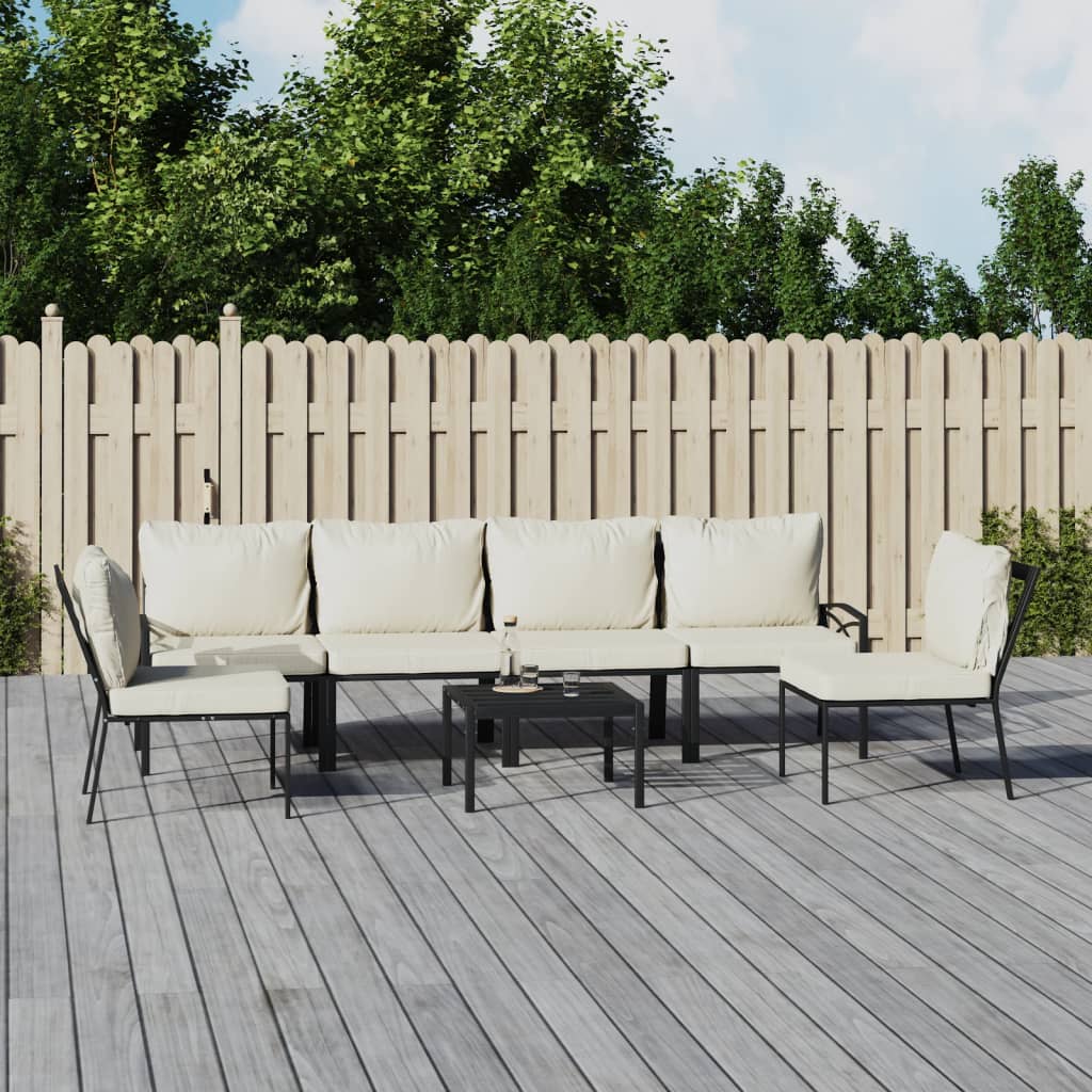 Loungegrupp För Trädgården Med Färgade Dynor 7 Delar Stål