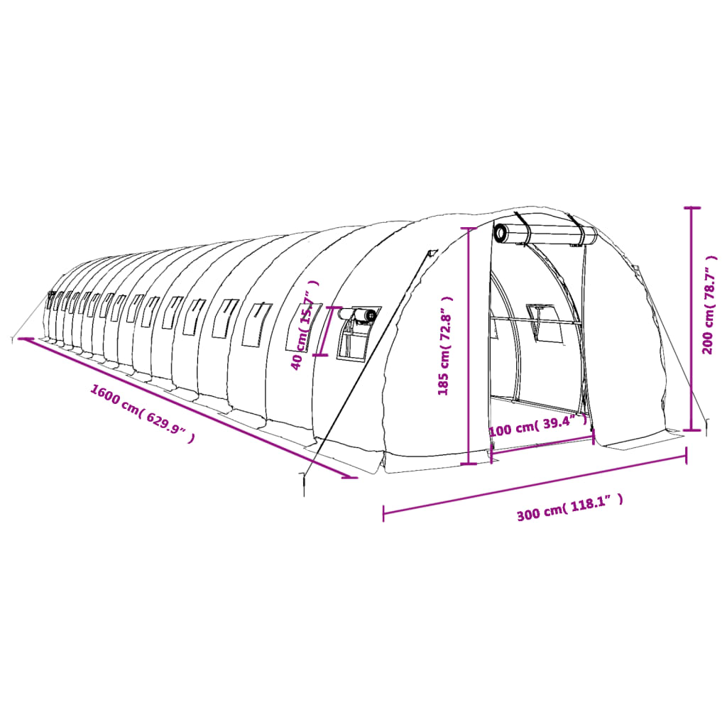 Växthus Med Stålram 48 M²