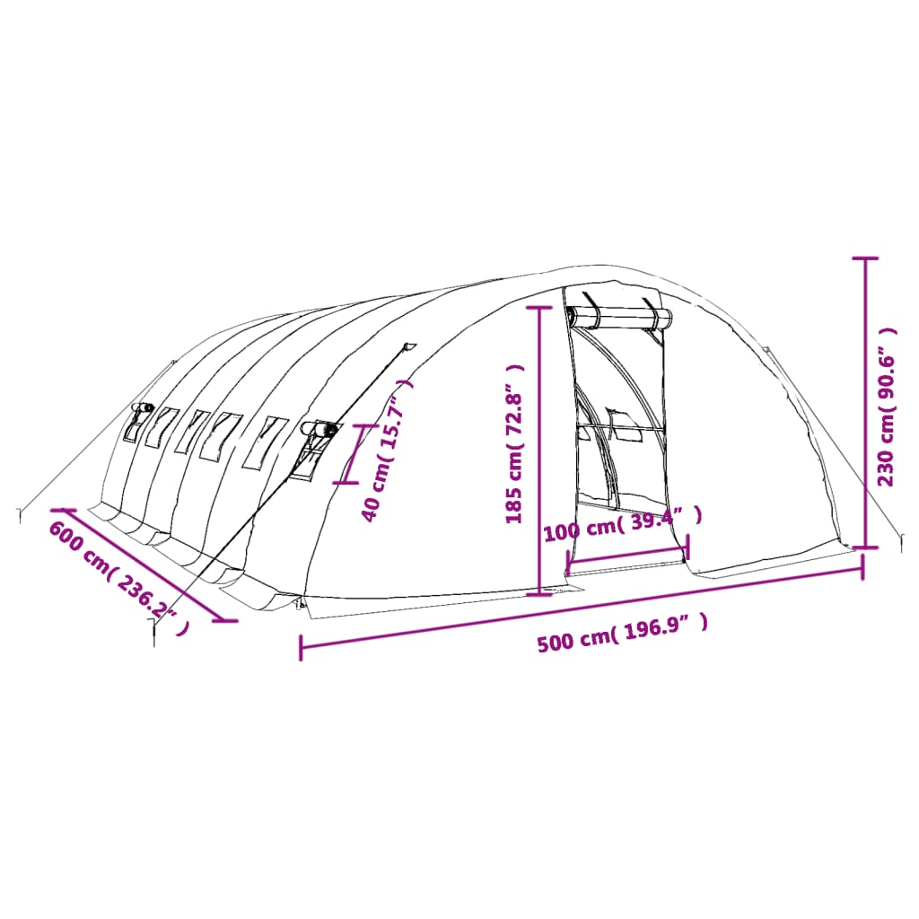 Växthus Med Stålram 30 M² 6X5X2,3 M