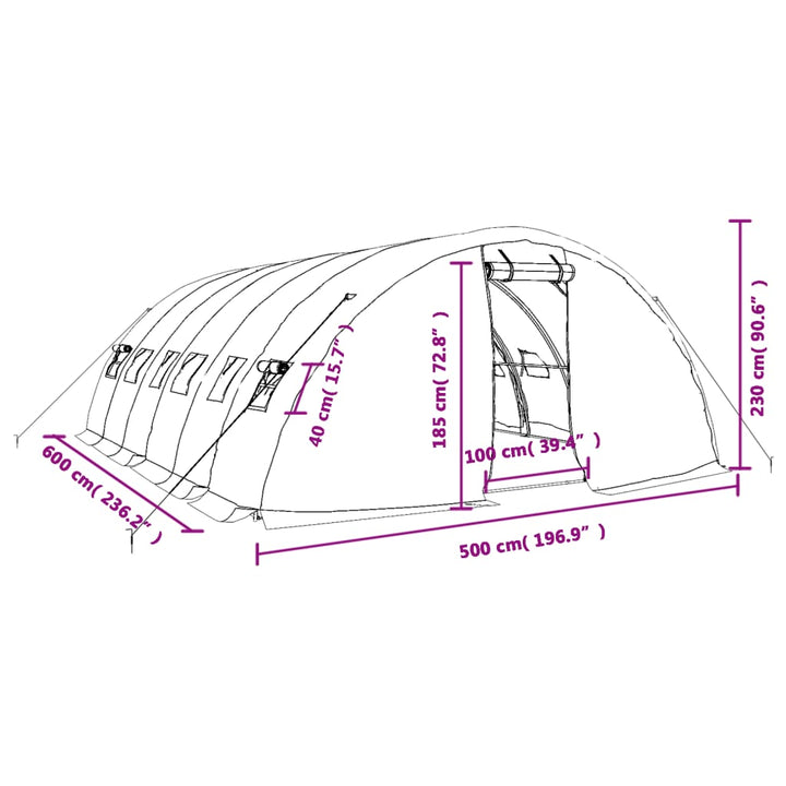 Växthus Med Stålram 30 M² 6X5X2,3 M