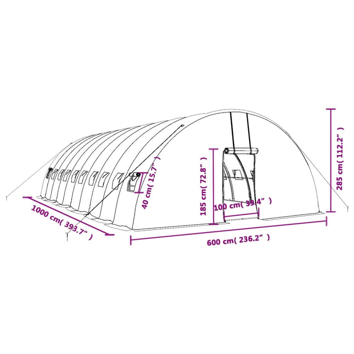 Växthus Med Stålram 60 M² 10X6X2,85 M