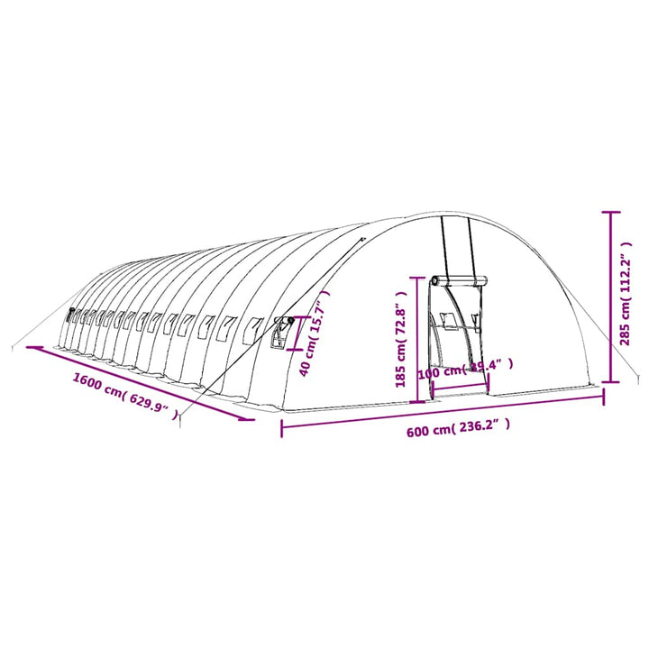 Växthus Med Stålram 96 M² 16X6X2,85 M