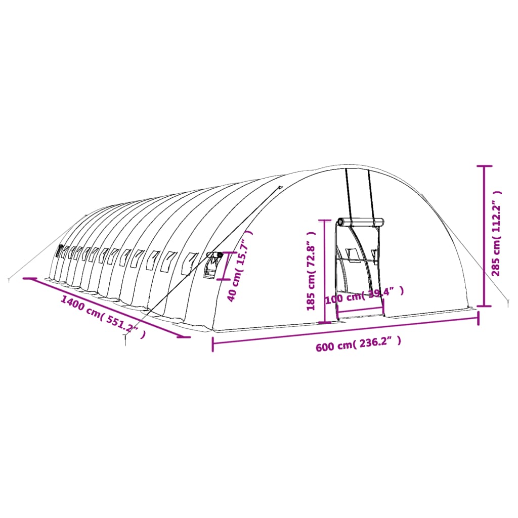 Växthus Med Stålram 84 M² 14X6X2,85 M