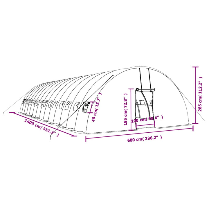 Växthus Med Stålram 84 M² 14X6X2,85 M