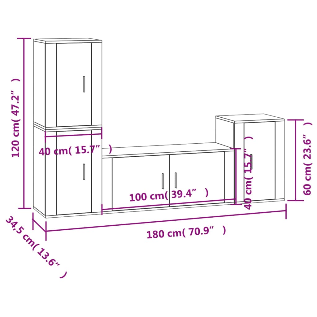 Tv-Bänk 4 Delar Konstruerat Trä