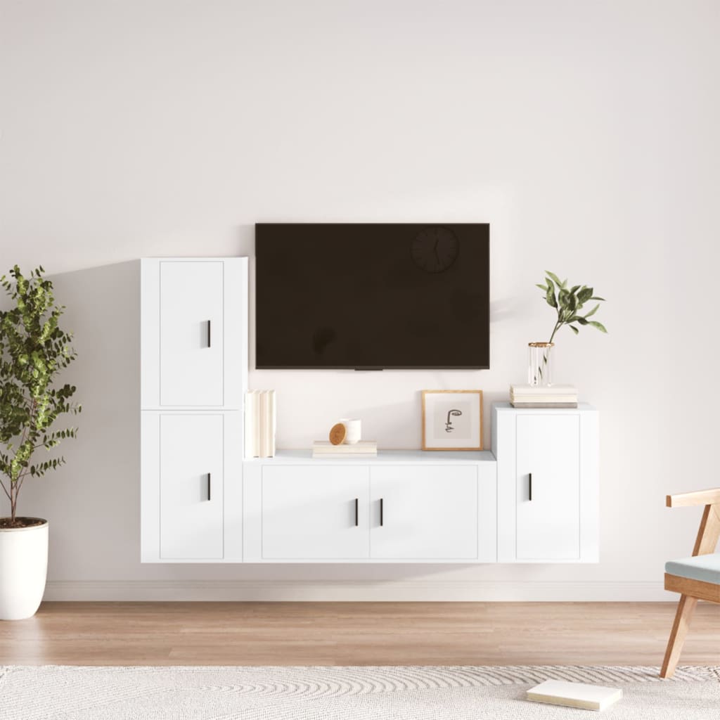 Tv-Bänk 4 Delar Konstruerat Trä