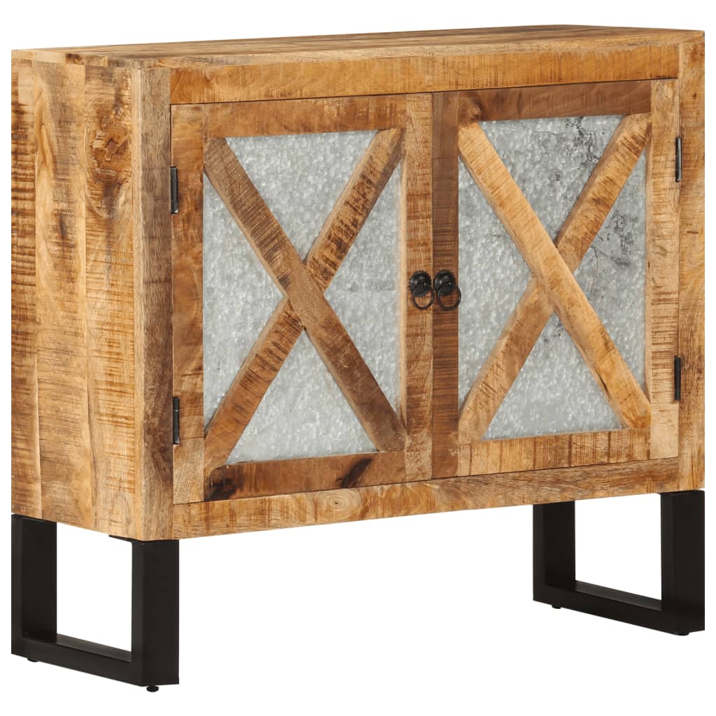 Skänk 80X30X71 Cm Massivt Grovt Mangoträ Och Metall