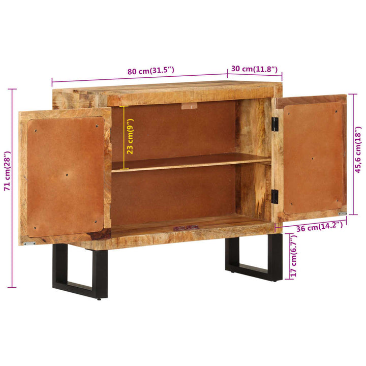 Skänk 80X30X71 Cm Massivt Grovt Mangoträ Och Metall