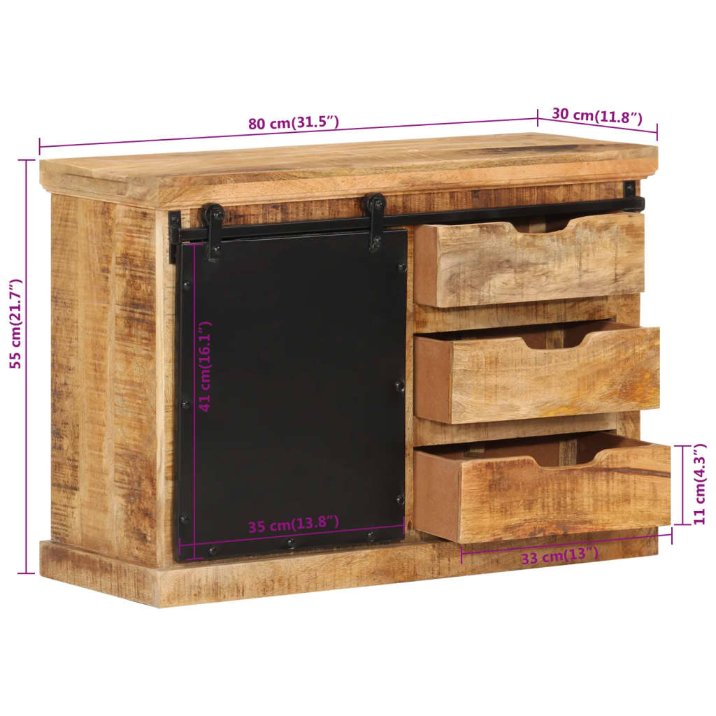 Skänk 80X30X55 Cm Massivt Grovt Mangoträ