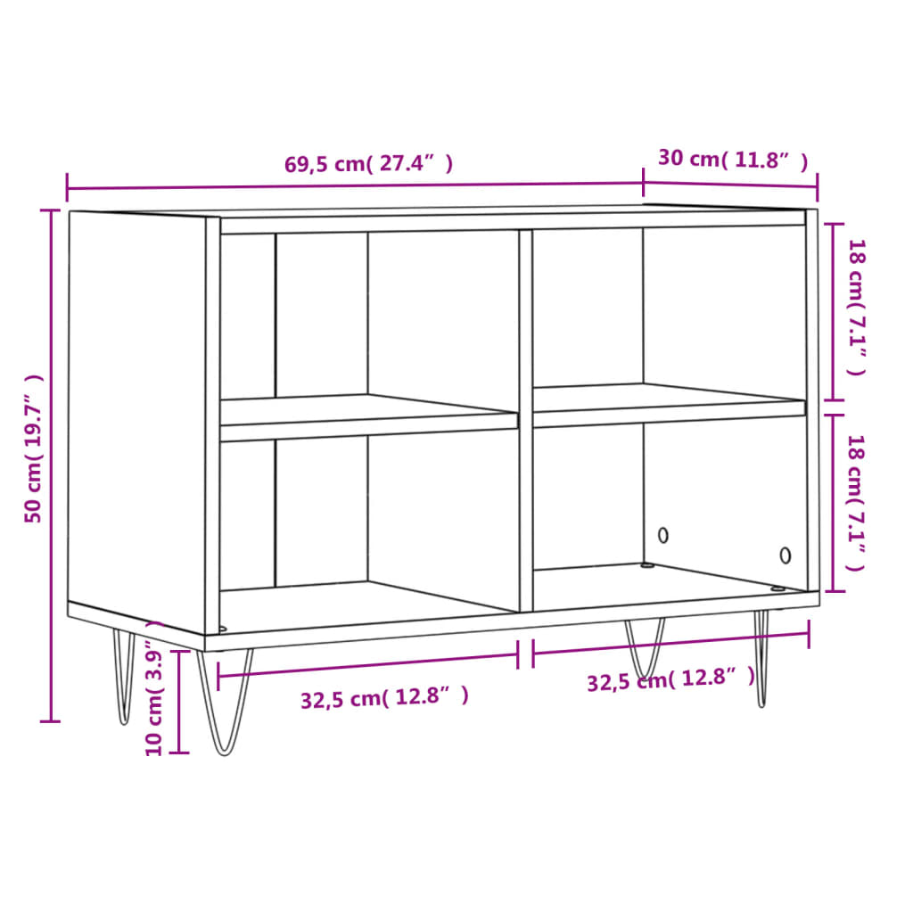 Tv-Bänk 69,5X30X50 Cm Konstruerat Trä