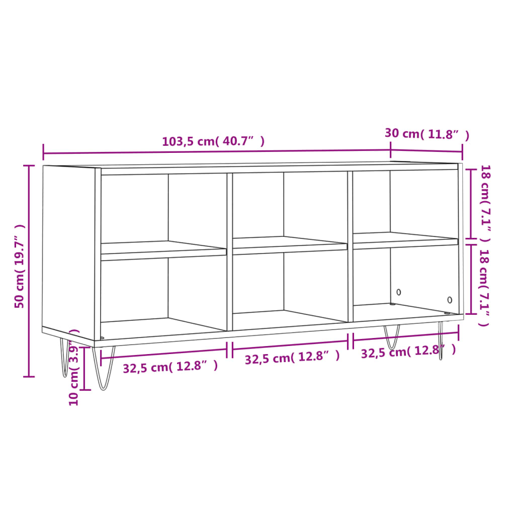 Tv-Bänk 103,5X30X50 Cm Konstruerat Trä