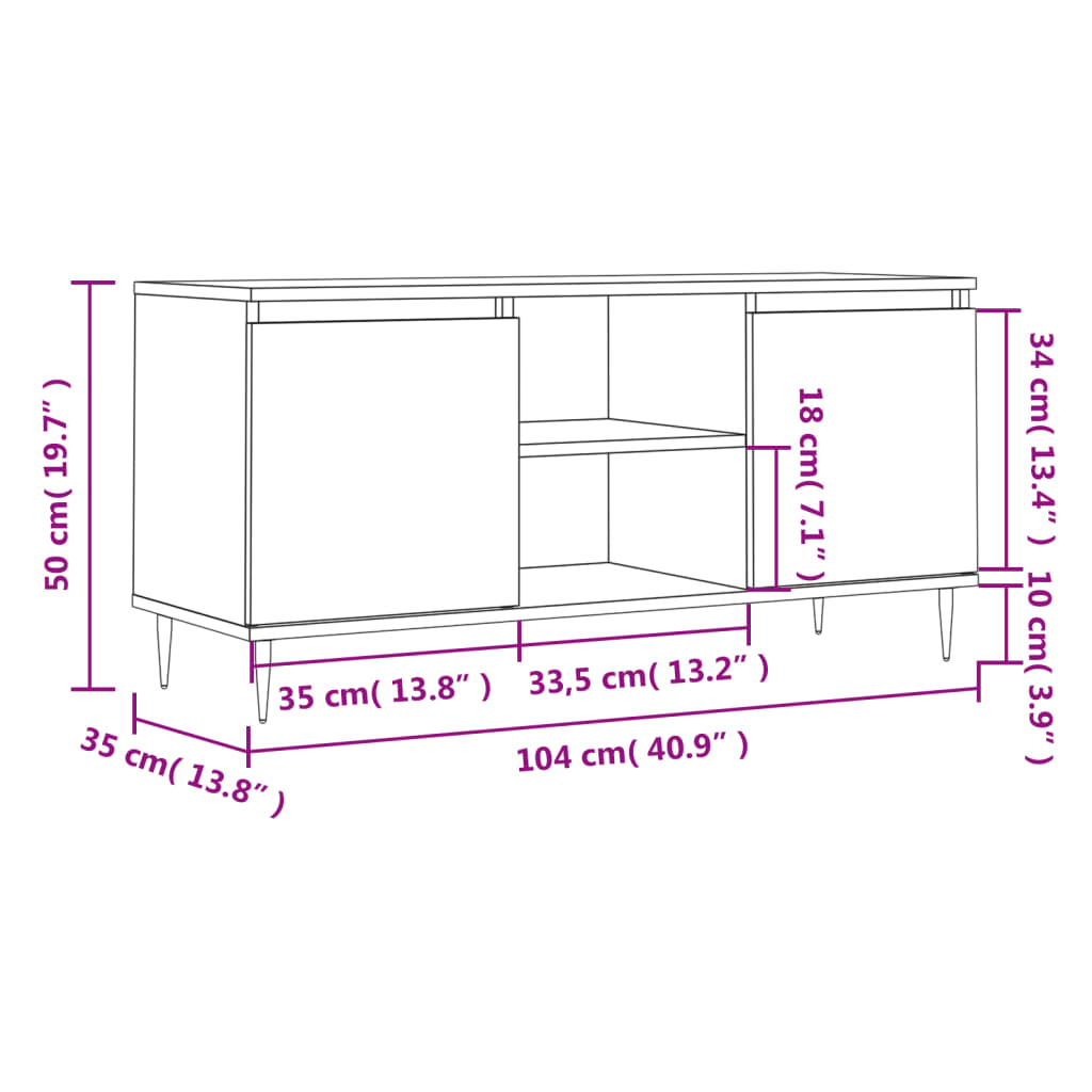 Tv-Bänk 104X35X50 Cm Konstruerat Trä