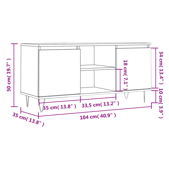 Tv-Bänk 104X35X50 Cm Konstruerat Trä